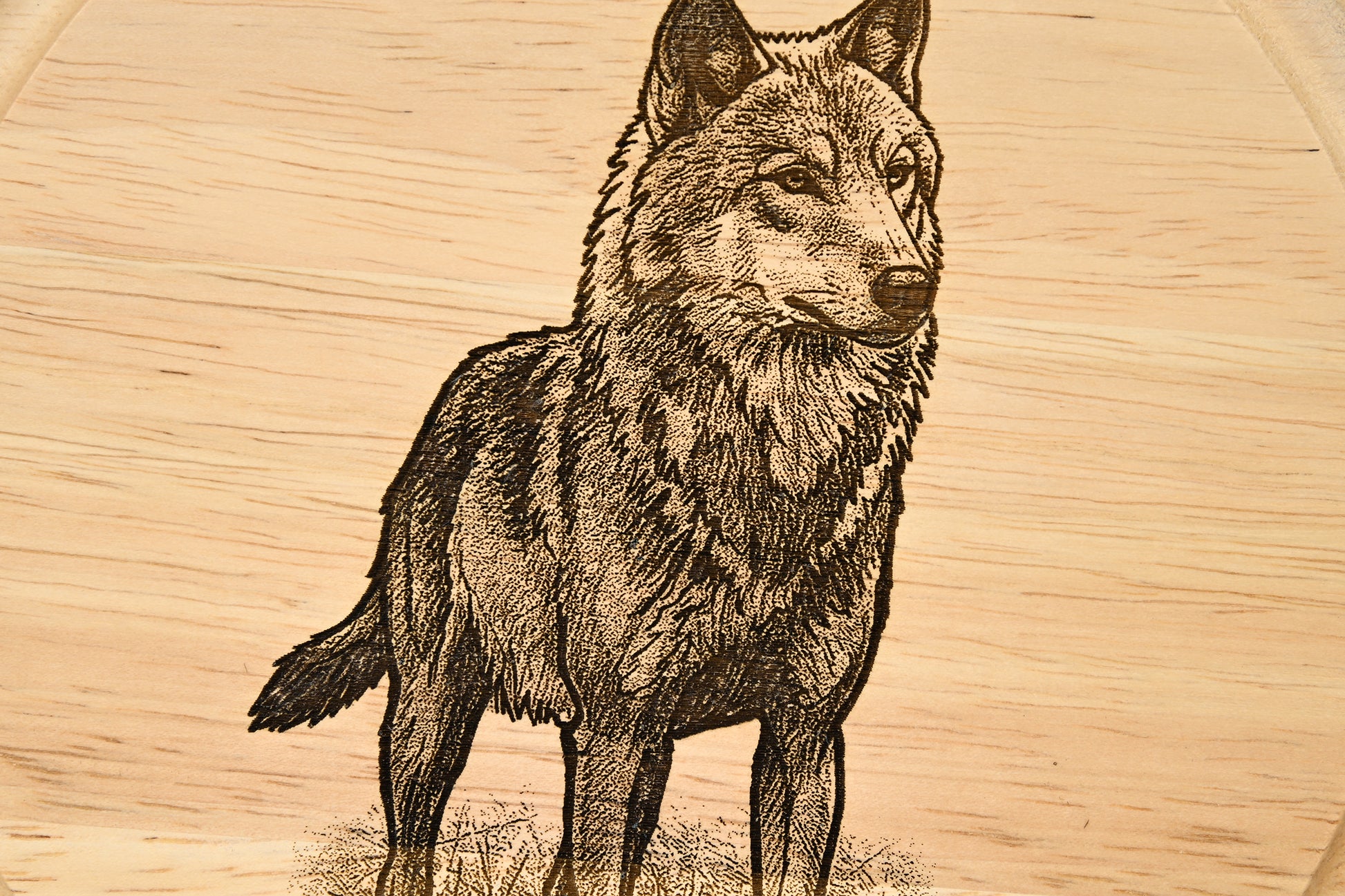 Wolf Design Cheese Board Set with Tools Close-up 