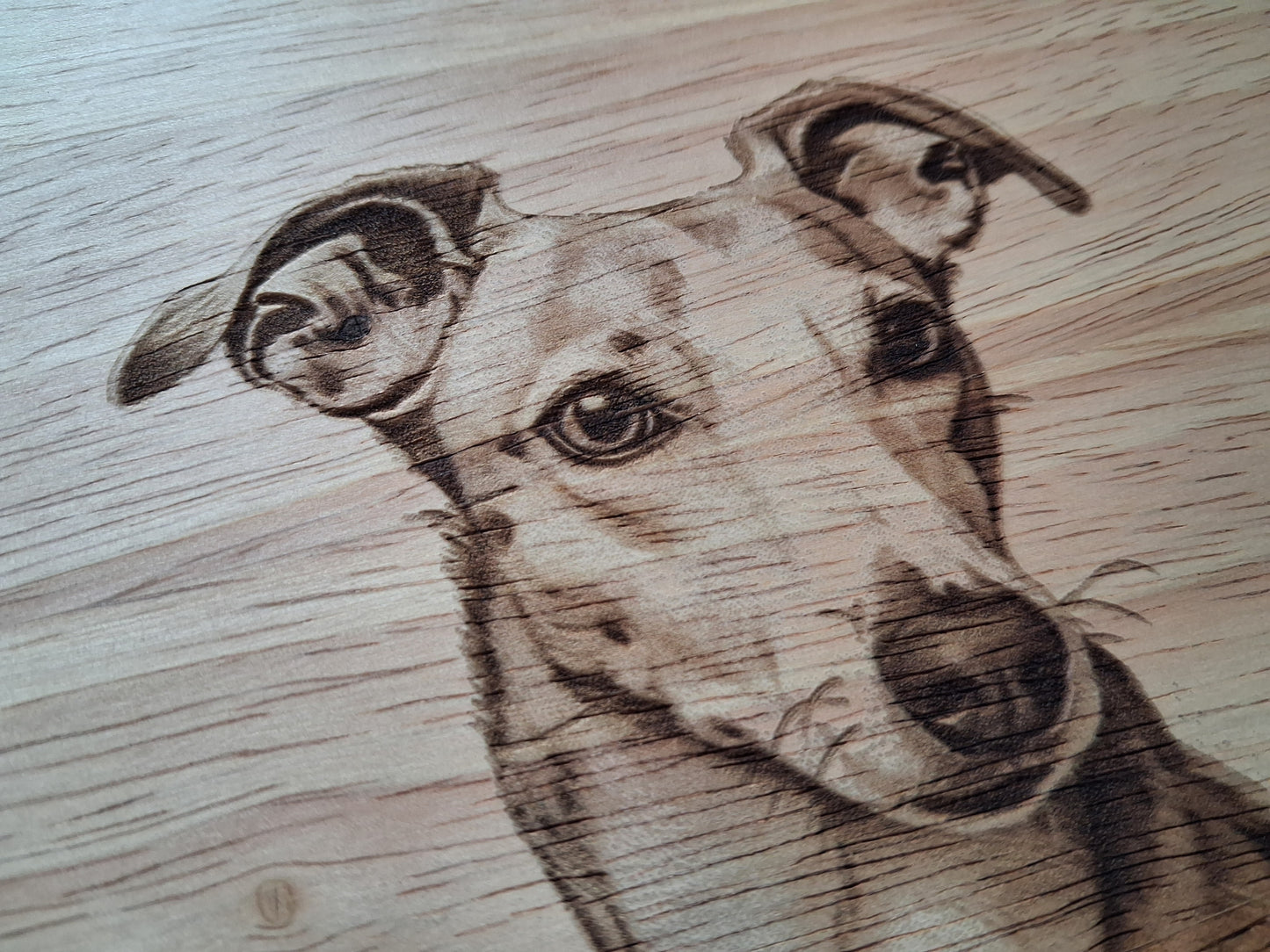 Whippet Dog Design Chopping Board image close-up 