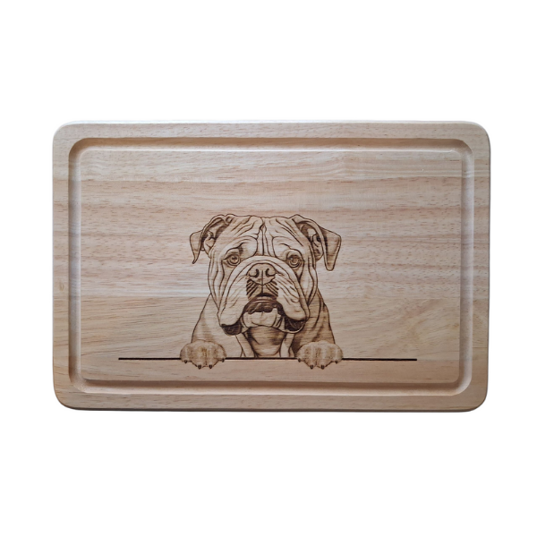 English Bulldog Design Chopping Board image of front 