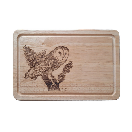 Barn Owl *Exclusive Design* Small Chopping Board image of front 