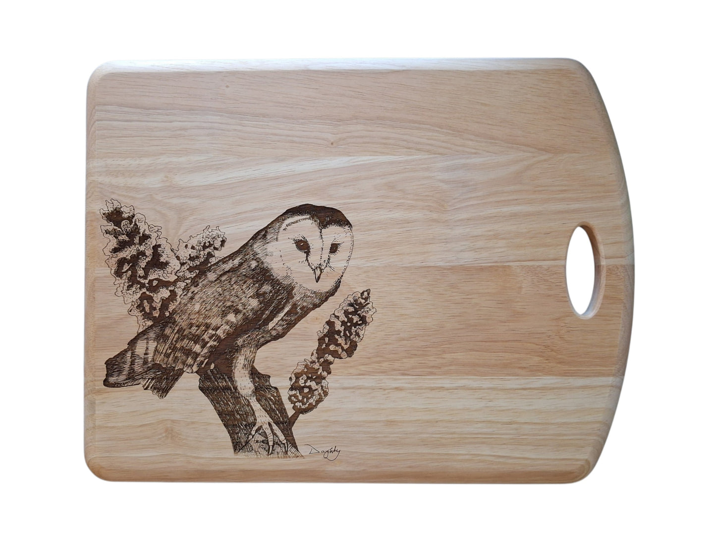 Barn Owl *Exclusive Design* Large Chopping Board with Handle (45x30x2cm)