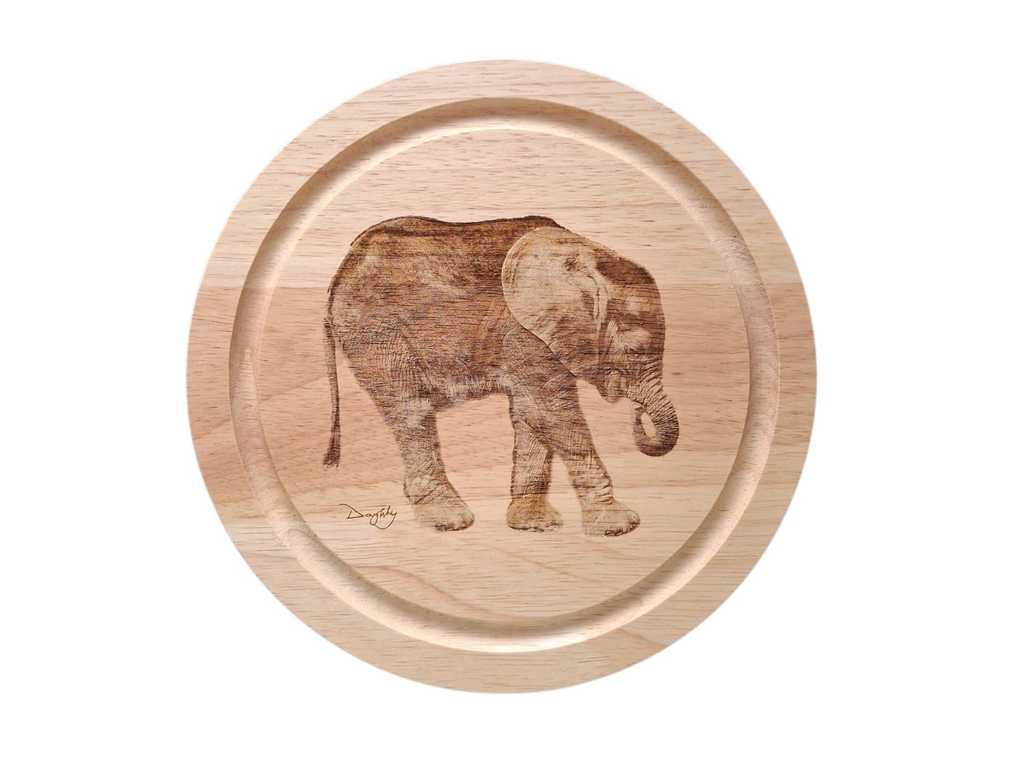 Elephant Design Cheese Set with Tools (21cm dia. x 4cm).