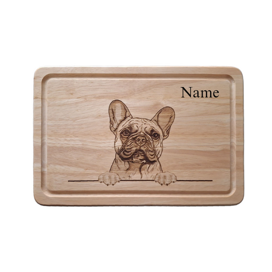 Personalised French Bulldog Design Chopping Board image of front 