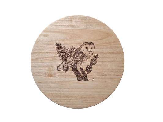 Barn Owl Exclusive Design Lazy Susan image of front 