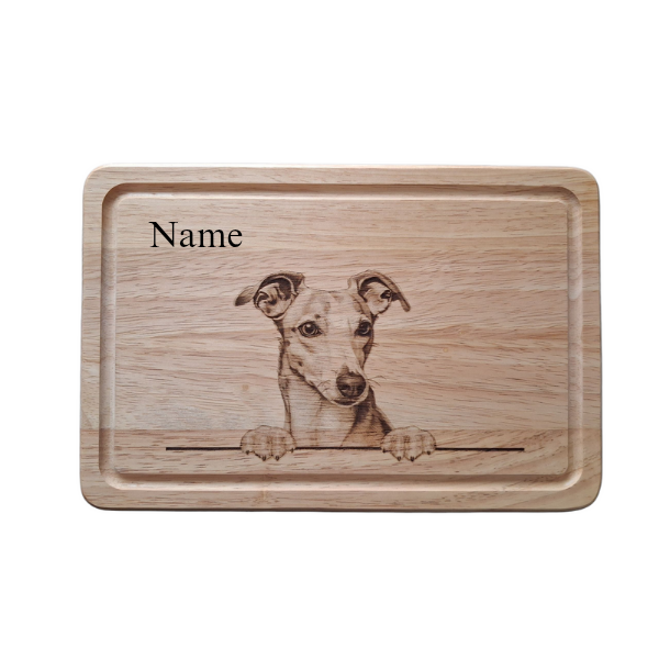 Personalised Whippet Dog Design Chopping Board image of front 