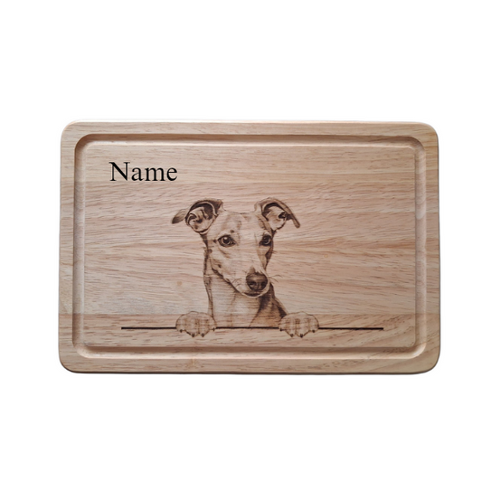 Personalised Whippet Dog Design Chopping Board image of front 