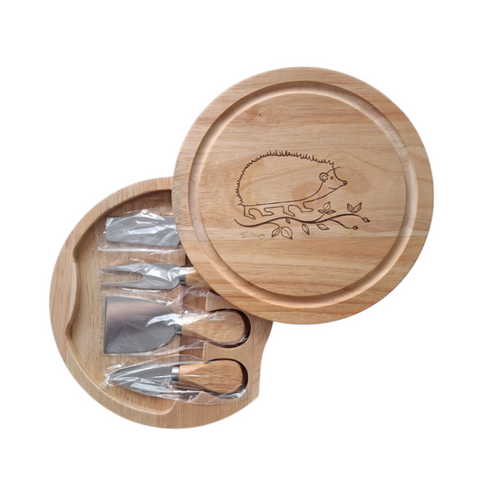 Hedgehog & Vine design cheese set with tools photo open