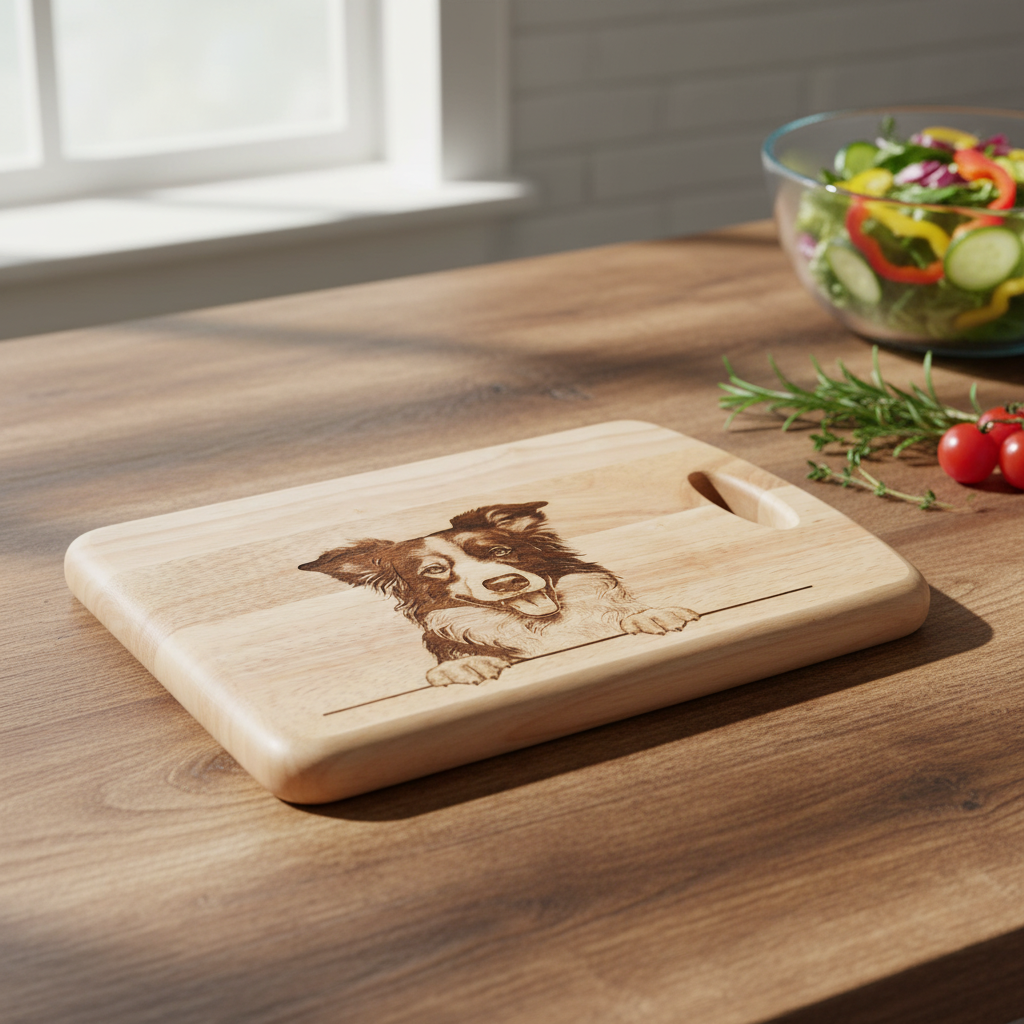 Border Collie Dog Design #1 Medium Wooden Chopping Board (34x24x2cm)