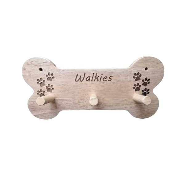 Dog Leash Wall Rack - 'Walkies' (30x15cm)