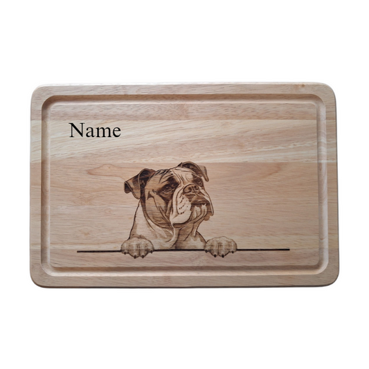 Personalised English Bulldog Design Chopping Board image of front 