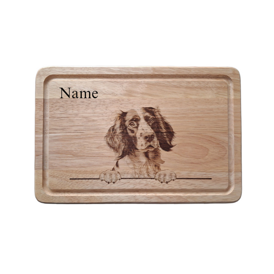 Personalised Springer Spaniel Dog Design Chopping Board image of front 