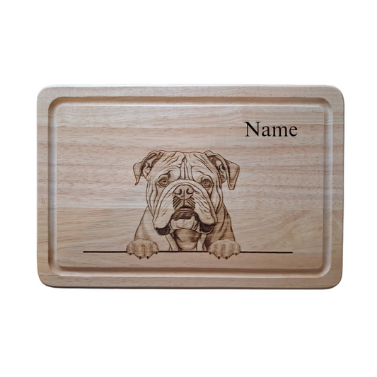 Personalised English Bulldog Design Chopping Board image of front 