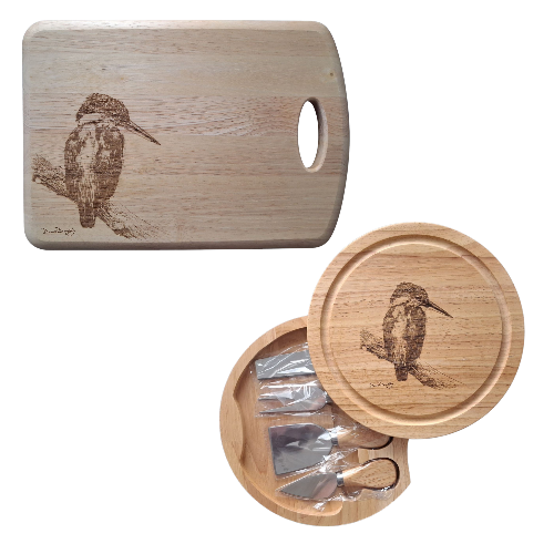 Kingfisher Chopping Board & Cheese Set Bundle