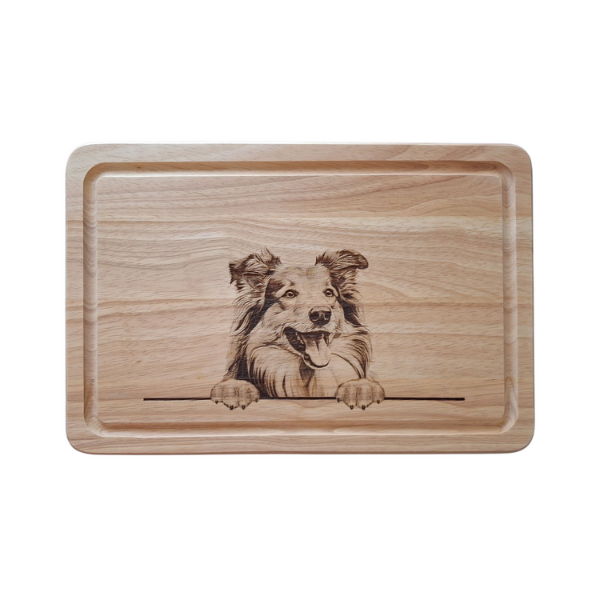 Rough Collie Dog Design chopping board image of front