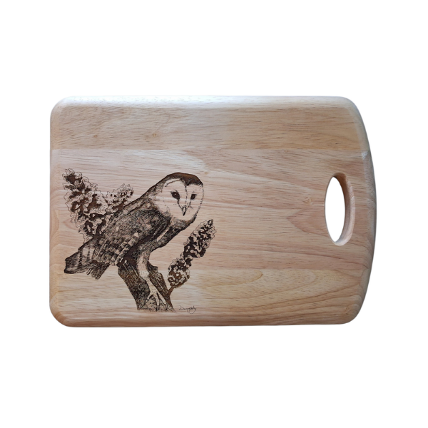 Barn Owl *Exclusive Design* Medium Wooden Chopping Board (34x24x2cm)
