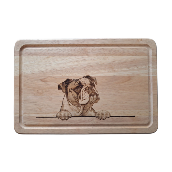 English Bulldog Design Chopping Board image of front 