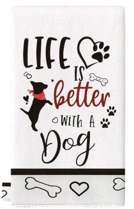 Microfibre Tea Towel - Life Is Better With A Dog (60x40cm)