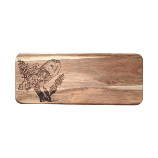 Barn Owl *Exclusive Design* Acacia Display Platter photo top